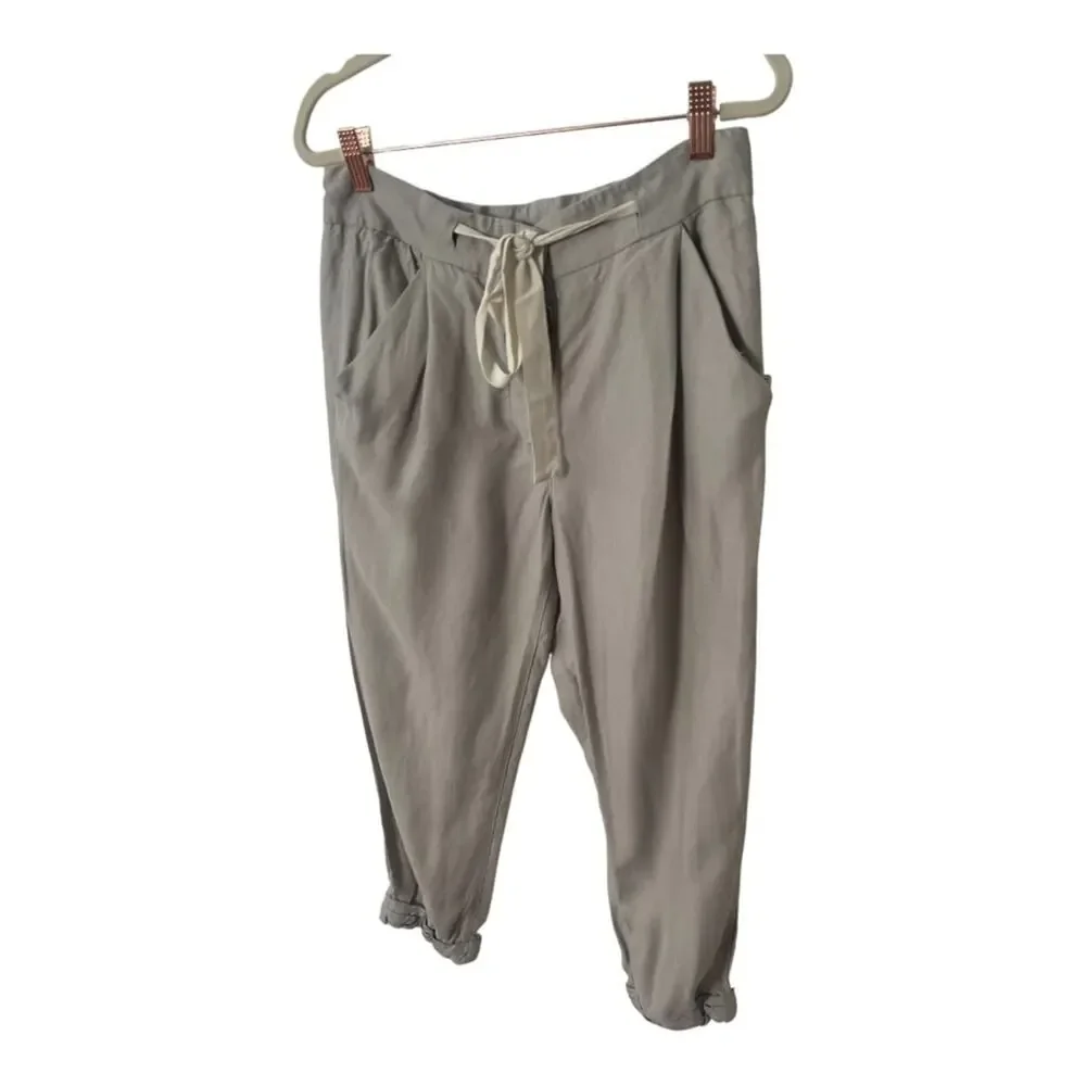 Aritzia Wilfred Allant Pants Cropped Crepe Trousers Casual Summer Boho Sz 4